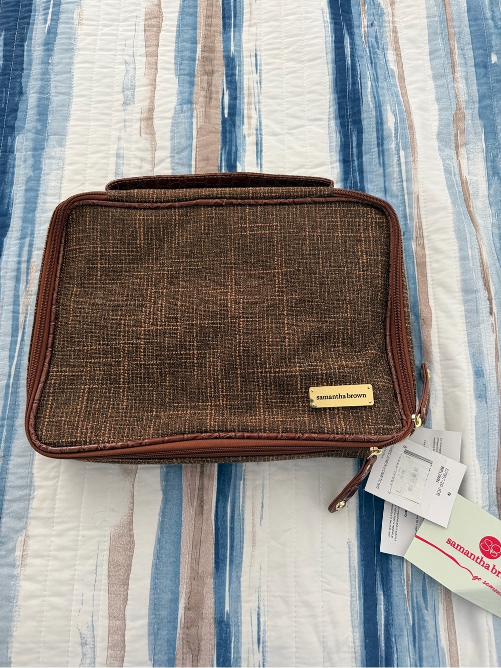 Samantha Brown Brown Textured Men's Toiletry Bag
